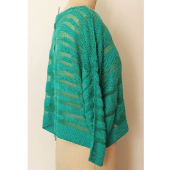 FOREVER 21 EMERALD DISTRESSED CROPPED SWEATER L - Picture 3 of 7